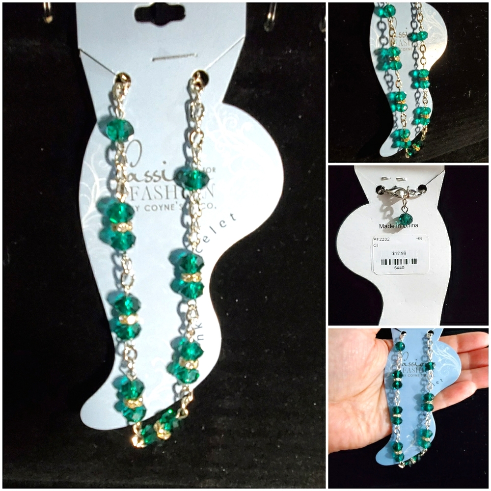 NEW Emerald Green Crystal Anklet Ankle Bracelet